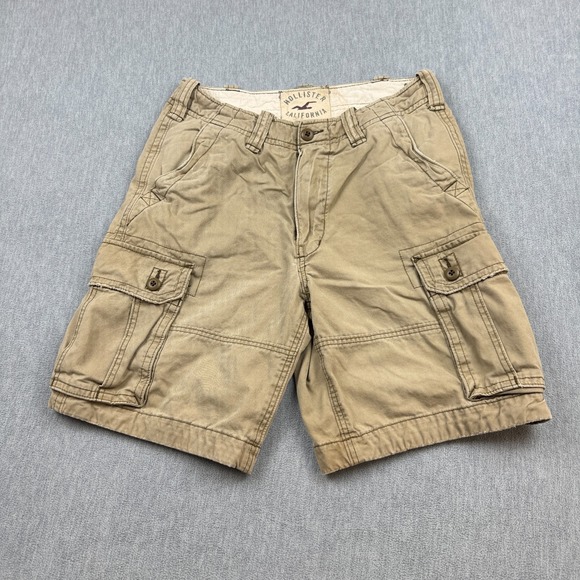 Hollister Shorts Mens 32 Brown Cargo Flat Front Utility Outdoors Workwear Cotton - Picture 1 of 9